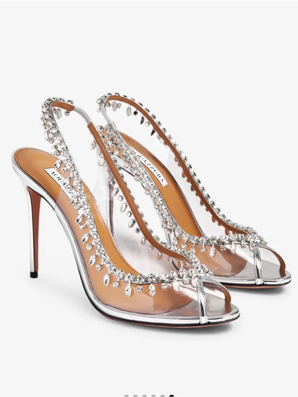 Aquazzura “Temptation” 105mm crystal-embellished slingback sandals - sz 38